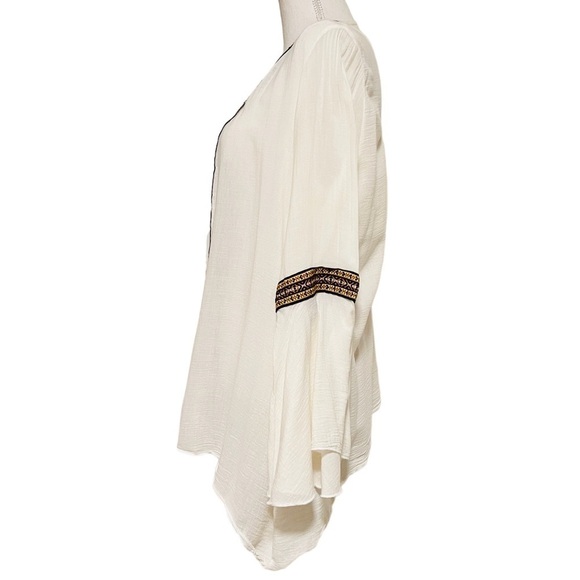 GYPSY JUNKIES WOMENS CREME COLOR OPEN KIMONO WITH EMBROIDERY SIZE M/L - Picture 4 of 11